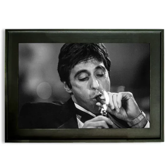 Al Pacino lighting a cigar copy black