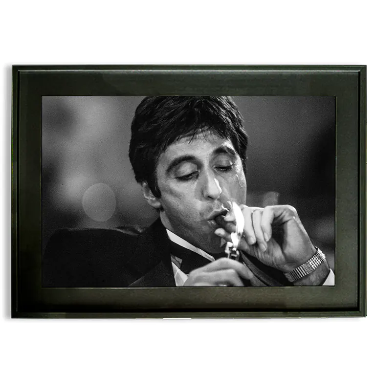 Al Pacino lighting a cigar copy black